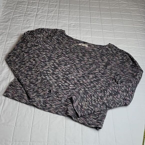 Madewell Pink Blue Black White Mottled Cropped Knit Multicolor Sweater M (A0023) - Picture 5 of 10